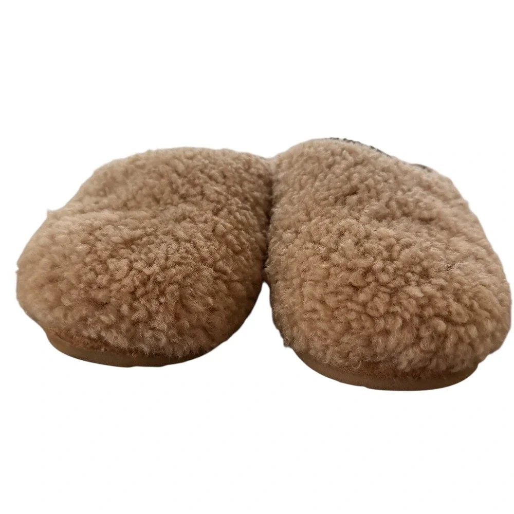 UGG Girls size‎ 4 Tasman Curly Sand Tan Faux Fur Slippers Clogs Shoes